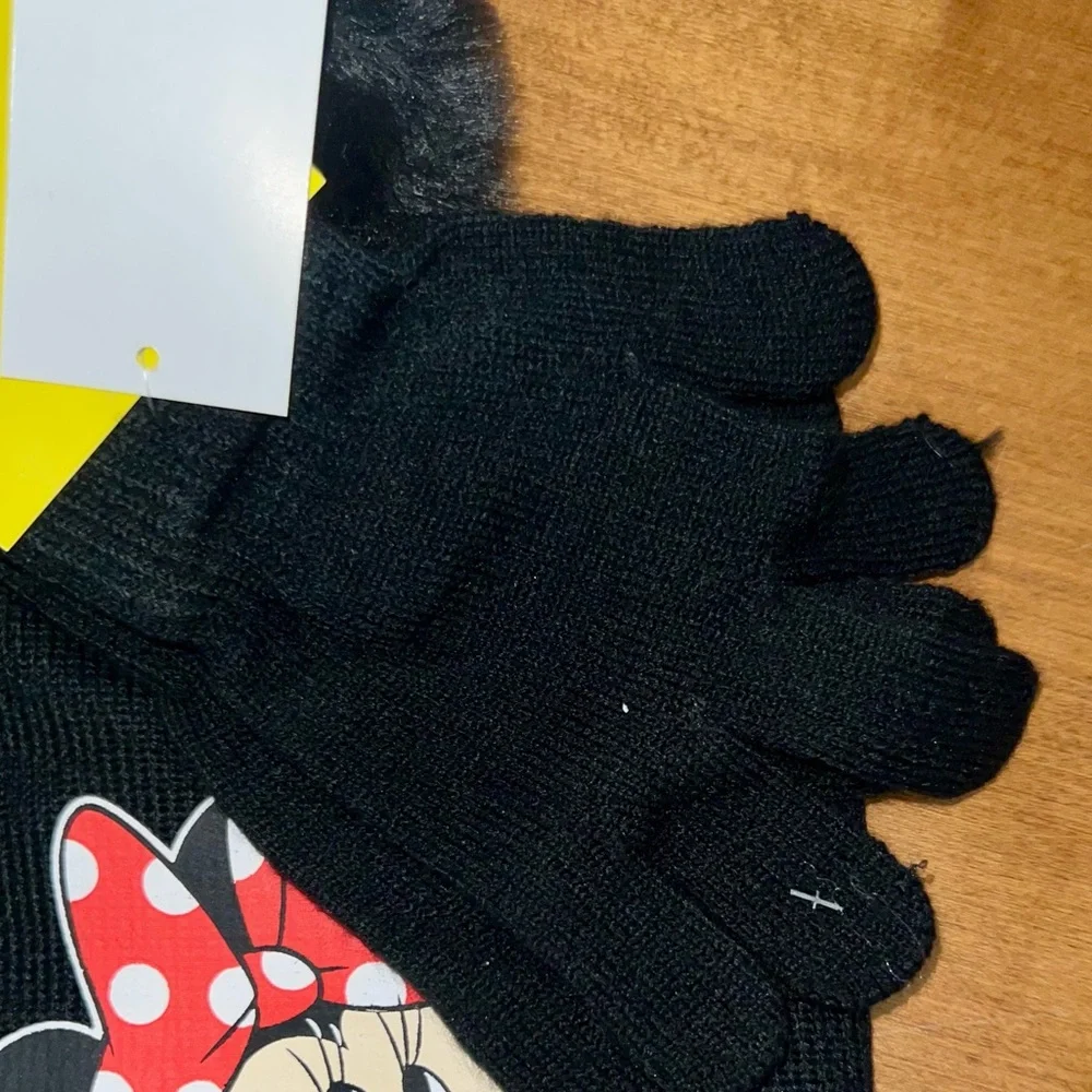 Disney Minnie Mouse Black and Red Kids Winter Hat Set - NWT